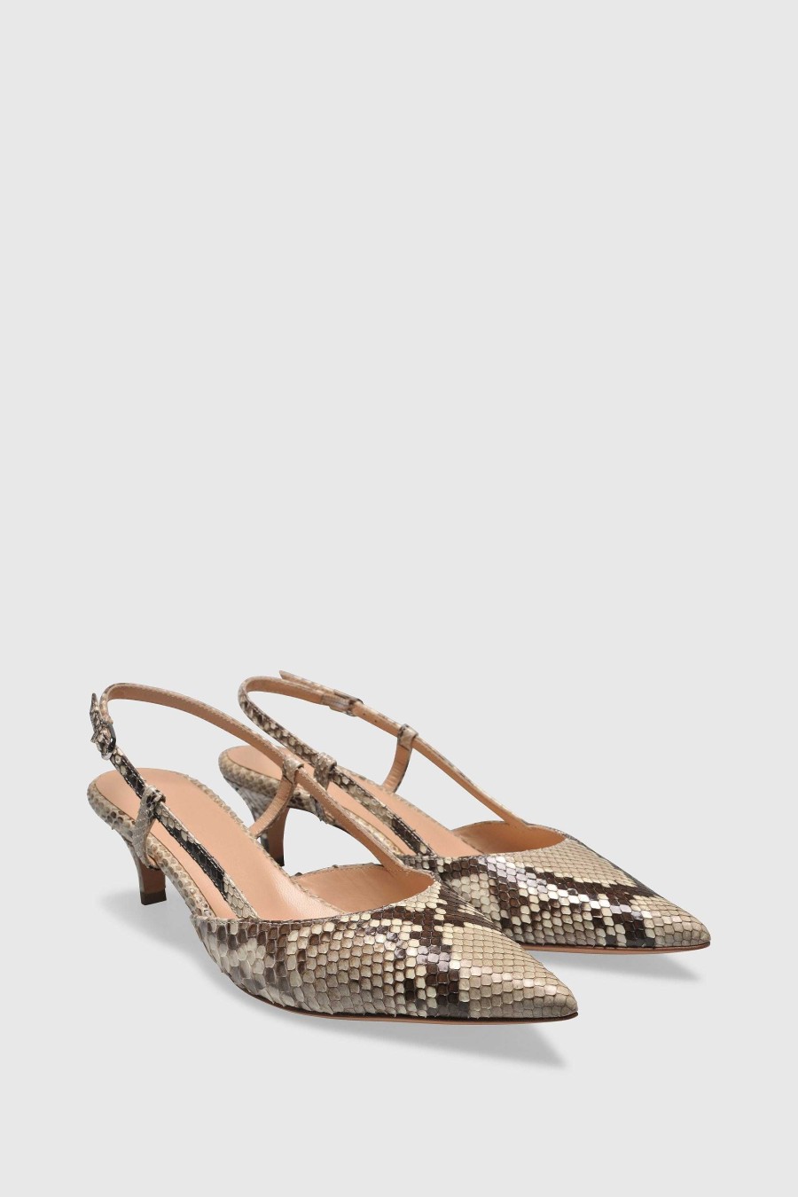 Unützer Slingbacks Mit Absatz | Slingback 9317 Pitone Roccia Lucido